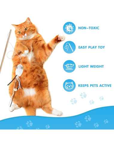 NOWFRESH Juego de Varitas Interactivas para Gatos 2 PCS