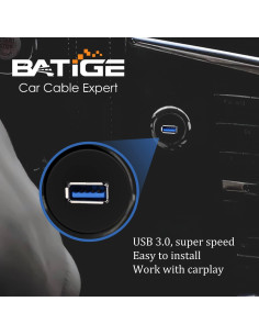 Cable de Extensión USB 3.0 BATIGE 30.48cm Impermeable para Coche 2