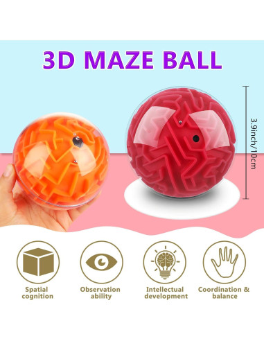 Sumind 4 Piezas Juego de Laberinto 3D para Adultos y Niños