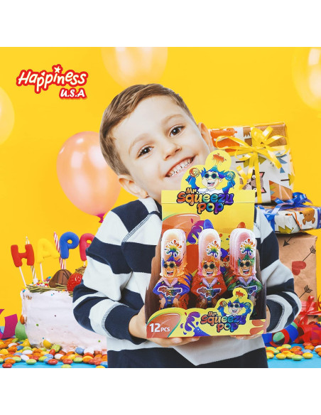 Caramelos Ácidos Happiness USA Sr. Squeezy Pop 12 Piezas Caramelos Ácidos Happiness USA Sr. Squeezy Pop 12 Piezas