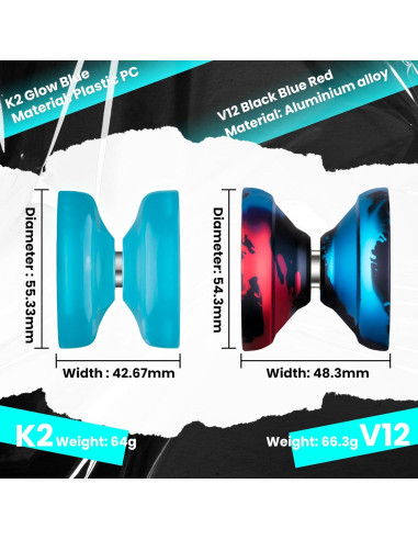 Yoyo Profesional MAGICYOYO V12 + K2 Fluorescente, 12 Cuerdas