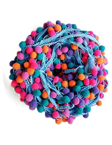 Cinta Pom Pom Yalulu 457.2 cm Azul 2 para DIY