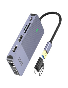 Estación de Acoplamiento USB C GIQ D3908 HDMI VGA 11 en 1 Gris