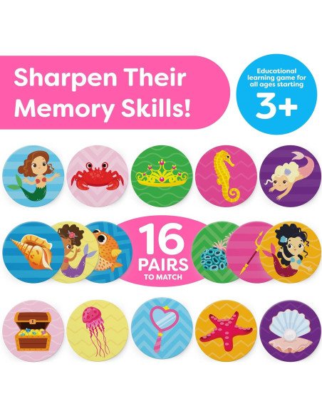 Juego de Memoria Sirena Momo & Nashi 32 Piezas 4-6 Años Juego de Memoria Sirena Momo & Nashi 32 Piezas 4-6 Años