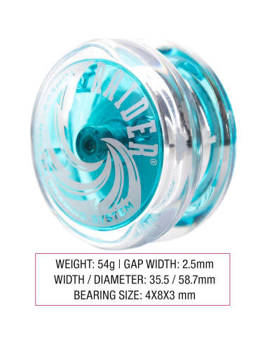 Yoyo Profesional Yomega Raider Azul Claro con 2 Cuerdas