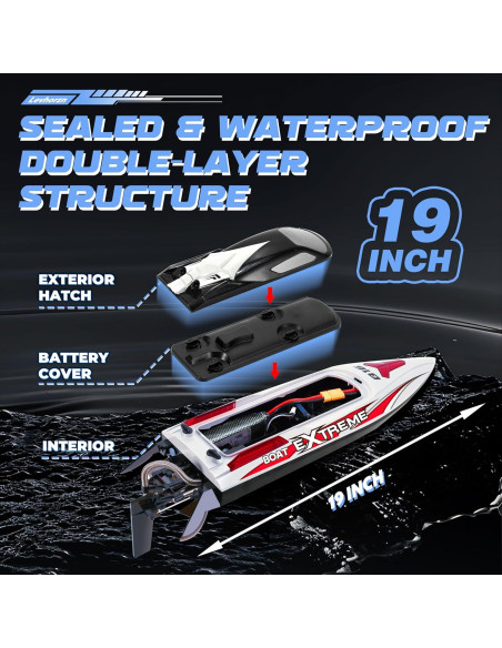 Barco RC HONGXUNJIE 48cm 55KM/h con 2 baterías y auto recuperación Barco RC HONGXUNJIE 48cm 55KM/h con 2 baterías y auto recuperación