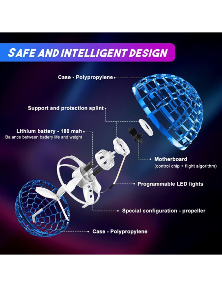 Bola Orbital Voladora WHATOOK Azul - Juguete Flotante LED Bola Orbital Voladora WHATOOK Azul - Juguete Flotante LED