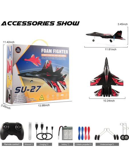 Avión RC SU27 RoofWorld 32cm Control Remoto 2.4GHz Avión RC SU27 RoofWorld 32cm Control Remoto 2.4GHz