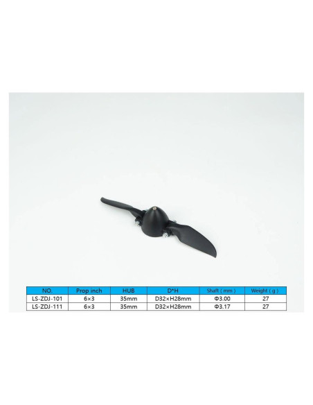 Hélice Plegable RC 15,24x7,62 cm con Capuchón D32xH28mm Hélice Plegable RC 15,24x7,62 cm con Capuchón D32xH28mm
