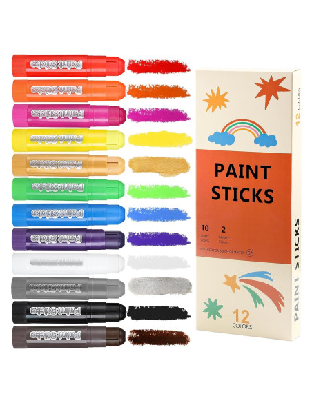 Palitos de Pintura Tempera TMOL 12 Colores Lavables para Niños Palitos de Pintura Tempera TMOL 12 Colores Lavables para Niños
