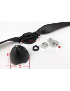 Hélice Plegable RC 14x20 cm con Spinner D38xH35mm 2