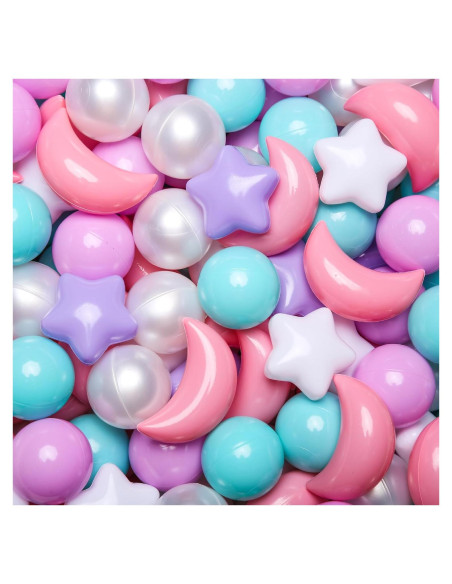 Bolas de Piscina GOGOSO 100PCS Estrellas y Lunas Colores Bolas de Piscina GOGOSO 100PCS Estrellas y Lunas Colores
