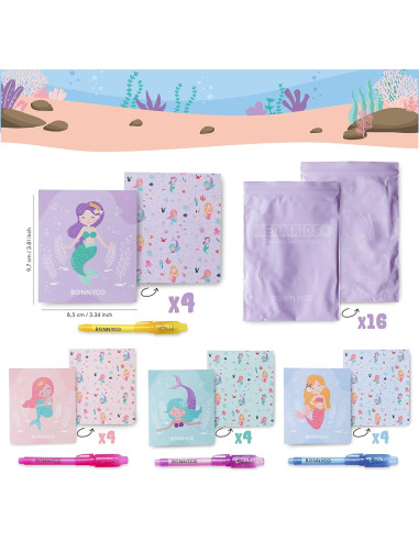 BONNYCO Paquete 16 Bolígrafos Tinta Invisible Sirena