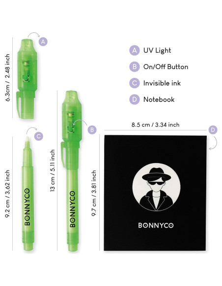 BONNYCO Paquete 32 Bolígrafos Tinta Invisible y Cuaderno BONNYCO Paquete 32 Bolígrafos Tinta Invisible y Cuaderno
