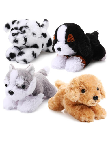 Paquete de 4 peluches de perro Suilung 22 cm variados