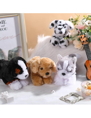 Paquete de 4 peluches de perro Suilung 22 cm variados