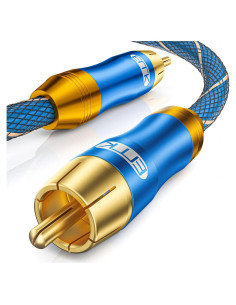 Cable de Subwoofer Coaxial EMK 1m RCA Dorada Alta Calidad