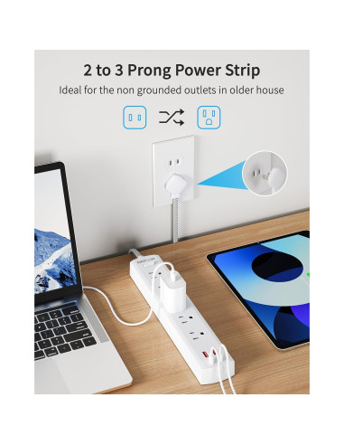 Adaptador de Enchufe 2 a 3 Clavijas DEPOW con 5 AC y 4 USB