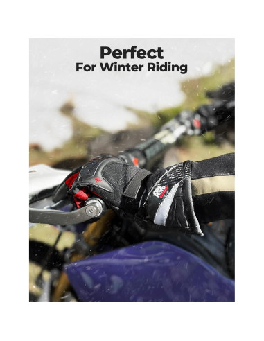 Guantes de Moto KEMIMOTO Invierno Impermeables Táctiles Rojo