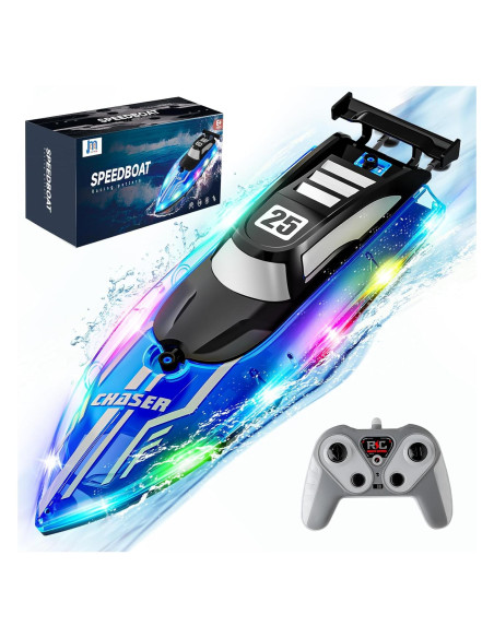 Barco RC JOI MEW Azul a Prueba de Agua con Luces LED Barco RC JOI MEW Azul a Prueba de Agua con Luces LED