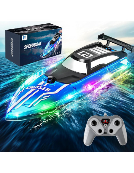 Barco RC JOI MEW Azul a Prueba de Agua con Luces LED Barco RC JOI MEW Azul a Prueba de Agua con Luces LED