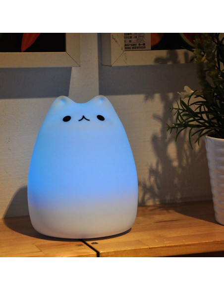 Luz Nocturna Gato WoneNice Silicona Recargable 7 Colores Luz Nocturna Gato WoneNice Silicona Recargable 7 Colores