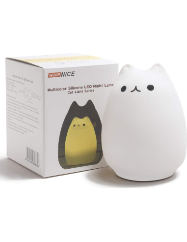 Luz Nocturna Gato WoneNice Silicona Recargable 7 Colores