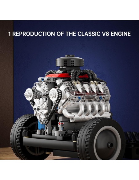Kit de Motor Mini V8 Mould King 487 Pcs para Construcción STEM Kit de Motor Mini V8 Mould King 487 Pcs para Construcción STEM
