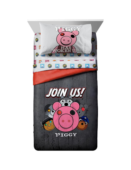 Juego de Cama Twin Jay Franco Piggy 5 Piezas - Edredón y Sábanas Juego de Cama Twin Jay Franco Piggy 5 Piezas - Edredón y Sábanas