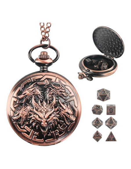 Juego de Dados D&D Banloga 7PCS Metal con Estuche Dragón Juego de Dados D&D Banloga 7PCS Metal con Estuche Dragón