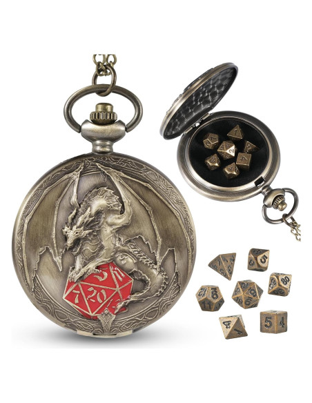 Juego de Dados D&D Banloga 7PCS Metal con Estuche Dragón Juego de Dados D&D Banloga 7PCS Metal con Estuche Dragón