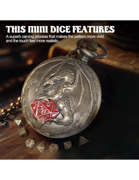 Juego de Dados D&D Banloga 7PCS Metal con Estuche Dragón Juego de Dados D&D Banloga 7PCS Metal con Estuche Dragón