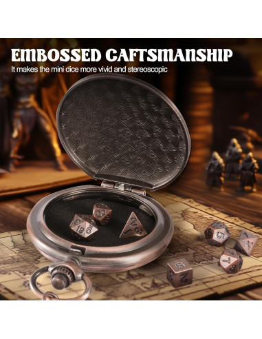 Juego de Dados D&D Banloga 7PCS Metal Cobre Mini