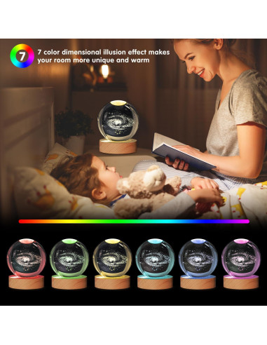 Lámpara de Noche 3D JHXLAMP Galáctica 8 cm 7 Colores