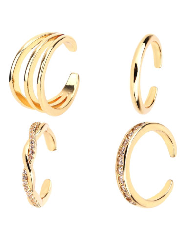 Juego de 4 Anillos Ajustables Mikovivi para Mujeres - Oro