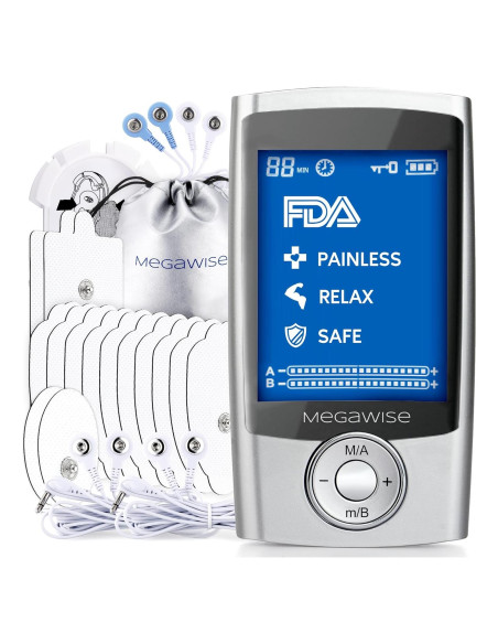MegaWise Estimulador Muscular TENS 24 Modos 14 Almohadillas MegaWise Estimulador Muscular TENS 24 Modos 14 Almohadillas