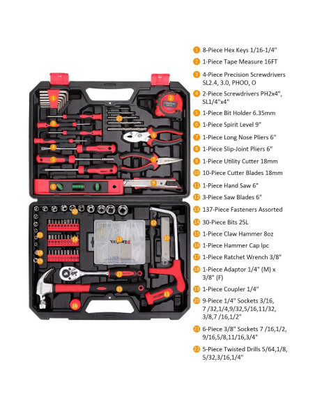 Kit de Herramientas KingTool 226 Piezas para el Hogar Kit de Herramientas KingTool 226 Piezas para el Hogar