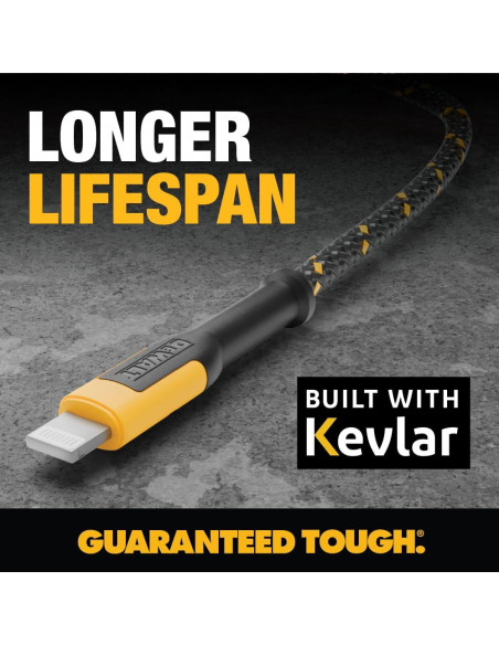 Cable USB A a Lightning DEWALT 121.6 cm reforzado Cable USB A a Lightning DEWALT 121.6 cm reforzado