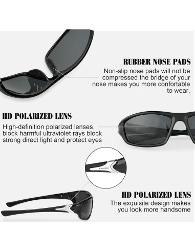TOODOO 4 Pares Gafas de Sol Polarizadas UV para Hombres