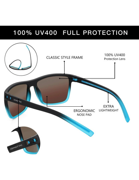 Gafas de sol ZENOTTIC TR90 polarizadas UV400 para hombres Gafas de sol ZENOTTIC TR90 polarizadas UV400 para hombres
