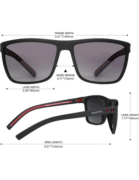Gafas de sol ZENOTTIC para hombres TR90 UV400 ligeras Gafas de sol ZENOTTIC para hombres TR90 UV400 ligeras
