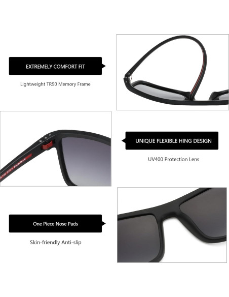 Gafas de sol ZENOTTIC para hombres TR90 UV400 ligeras Gafas de sol ZENOTTIC para hombres TR90 UV400 ligeras