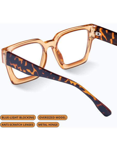 Gafas de luz azul oversized para mujer - Patas de Leopardo Gafas de luz azul oversized para mujer - Patas de Leopardo