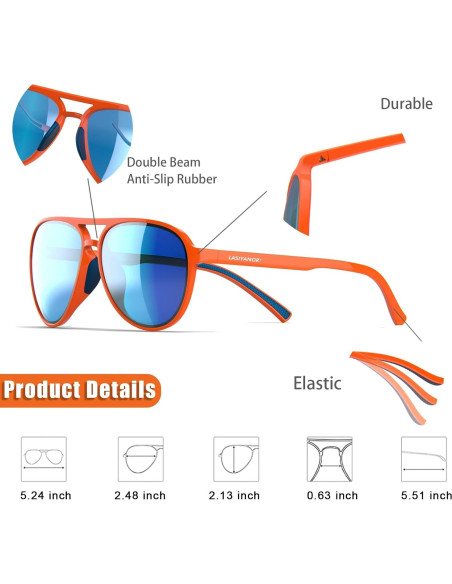 Gafas de sol retro polarizadas Lasiyanor UV400 para hombres y mujeres Gafas de sol retro polarizadas Lasiyanor UV400 para hombres y mujeres