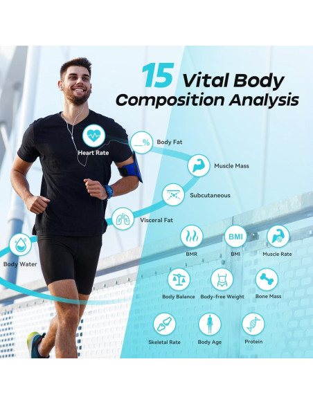 Escala Digital Inteligente CHWARES con BMI y 15 Métricas, 180 kg, Negro Escala Digital Inteligente CHWARES con BMI y 15 Métricas, 180 kg, Negro