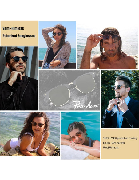Gafas de sol polarizadas Pro Acme UV 400 unisex semi-rimless Gafas de sol polarizadas Pro Acme UV 400 unisex semi-rimless