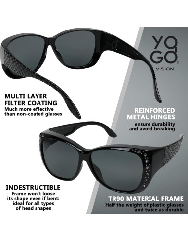 Gafas de sol fitover UV para mujeres - Paquete de 2 colores