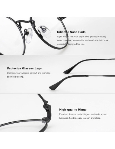 Gafas Redondas Metal Vintage Anti Luz Azul UV400