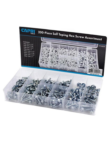 Asortimento de Tornillos Autoperforantes Capri Tools 200 Pzas
