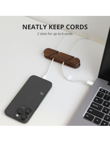 Clips de Cable Muso Wood de Nogal - Organizador de Escritorio